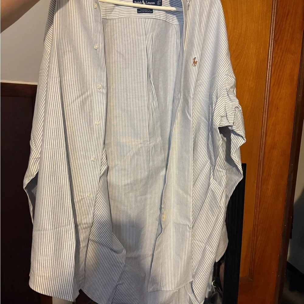 Ralph Lauren Blue and White Striped Dress Shirt - Picture 4 of 4